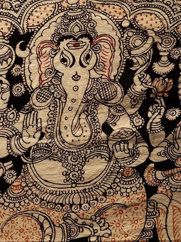 Exotic India Ganesha Lakshmi And Saraswati | Kalamkari Painting On Cotton 