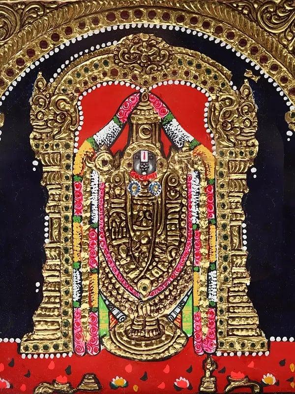 Exotic India Ganesha With Lakshmi & Saraswati Tanjore Painting | Traditional Colors With 24K Gold | Teakwood Frame | Gold & Wood | Handmade 