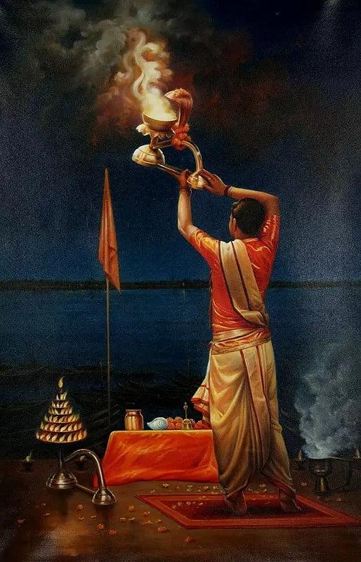 exotic india Ganga Aarati In One's Solitude At Dashashvamedh 