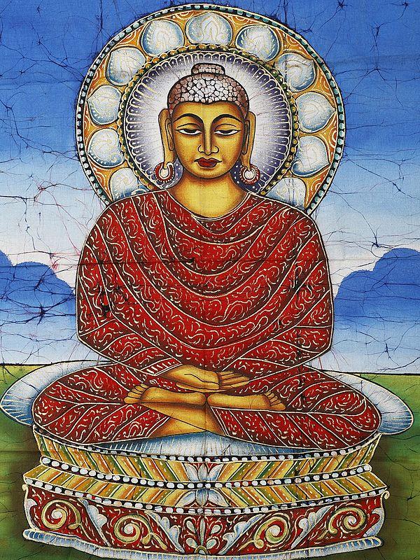 Exotic India Gautam Buddha Batik Painting On Cotton