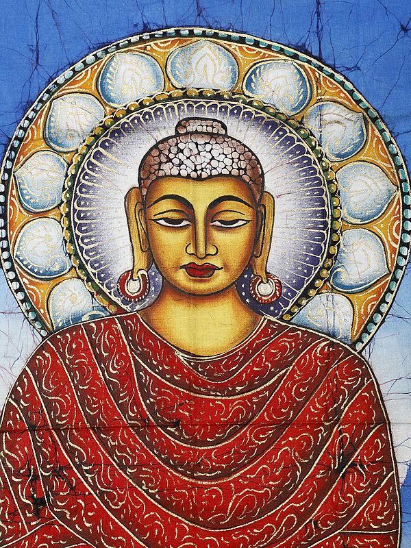 Exotic India Gautam Buddha Batik Painting On Cotton