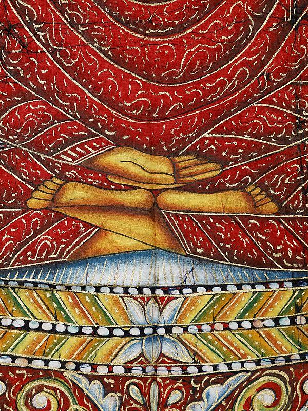 Exotic India Gautam Buddha Batik Painting On Cotton