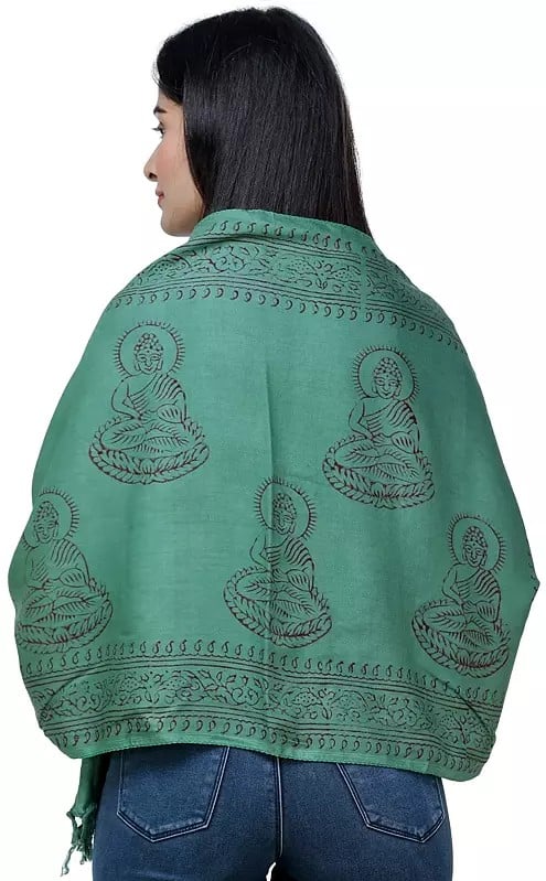 Exotic India Gautam Buddha Block-Printed Prayer Scarf 