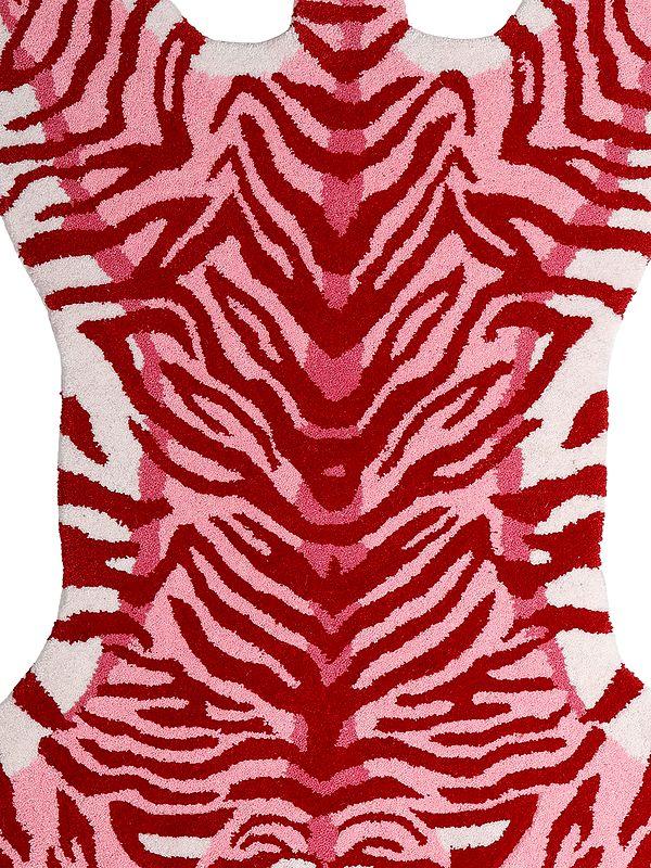 Exotic India Geranium-Pink Handmade Tiger-Shaped Yogic Asana Mat 