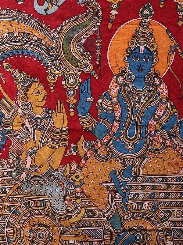 Exotic India Gita Updesha With Vishwarupa | Kalamkari Painting 