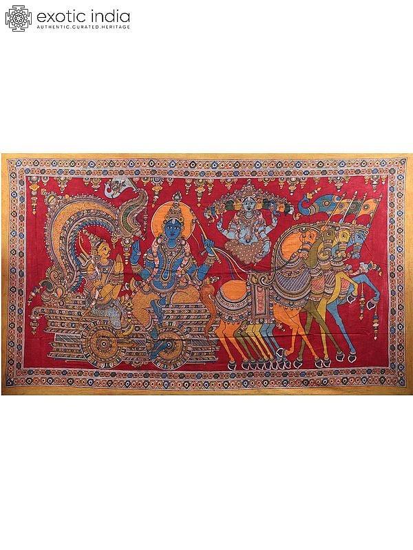 exotic india Gita Updesha with Vishwarupa | Kalamkari Painting 