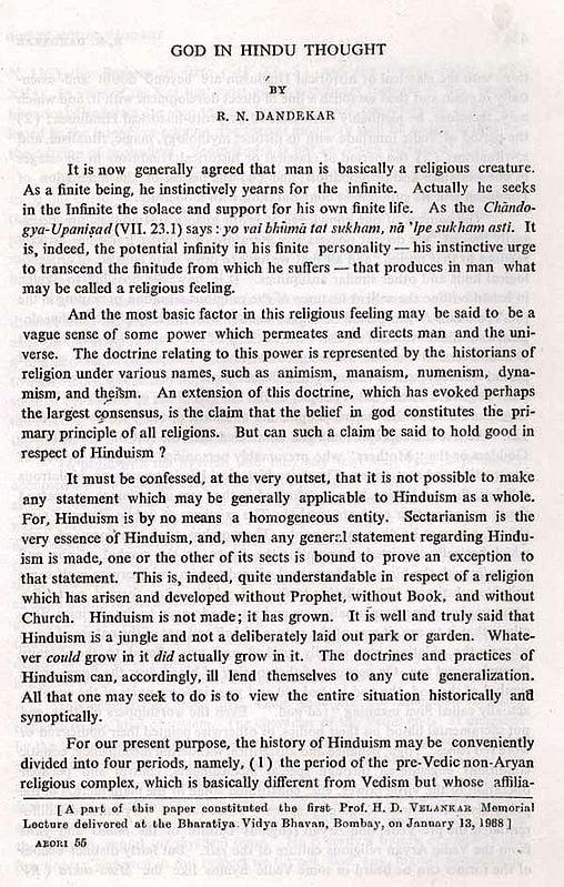 Exotic India God In Hindu Thought (An Old And Rare Book) 