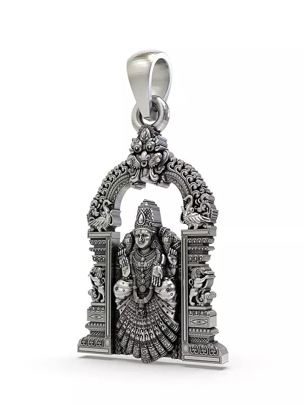 Exotic India Goddess Alamelu Manga Sterling Silver Pendant