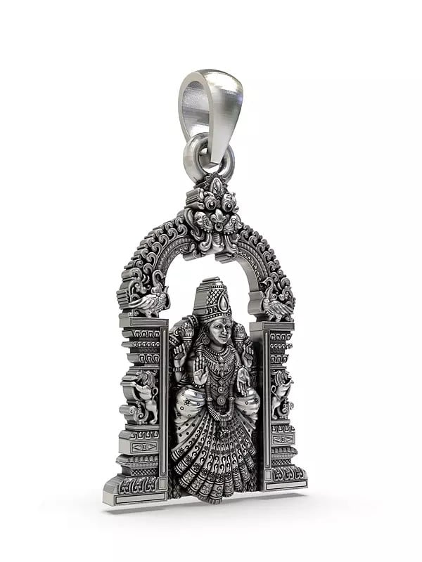 Exotic India Goddess Alamelu Manga Sterling Silver Pendant