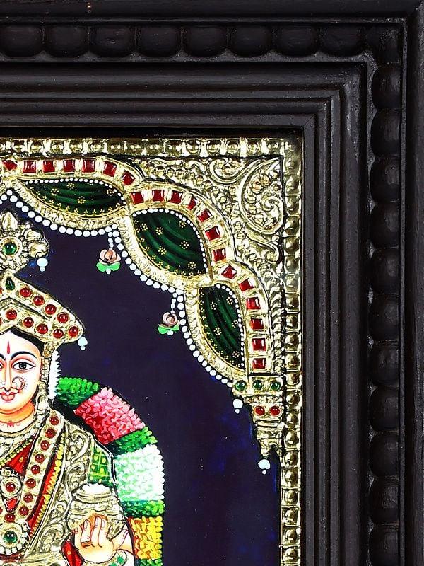 Exotic India Goddess Annapurna | 24 Karat Gold Work | Framed Tanjore Painting