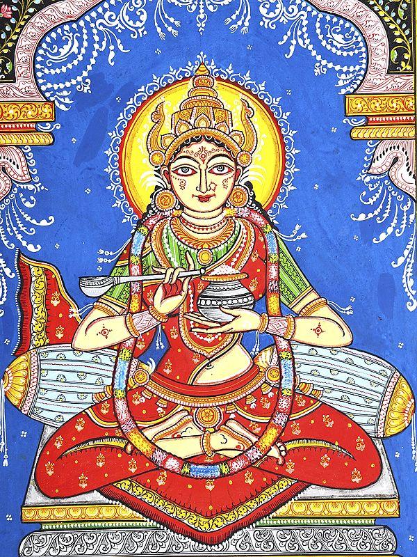 Exotic India Goddess Annapurna | Pattachitra Painting