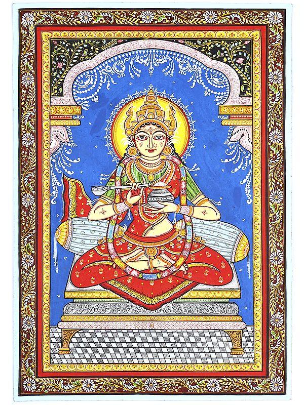 exotic india Goddess Annapurna | Pattachitra Painting