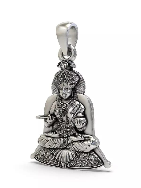 Exotic India Goddess Annapurna Sterling Silver Pendant