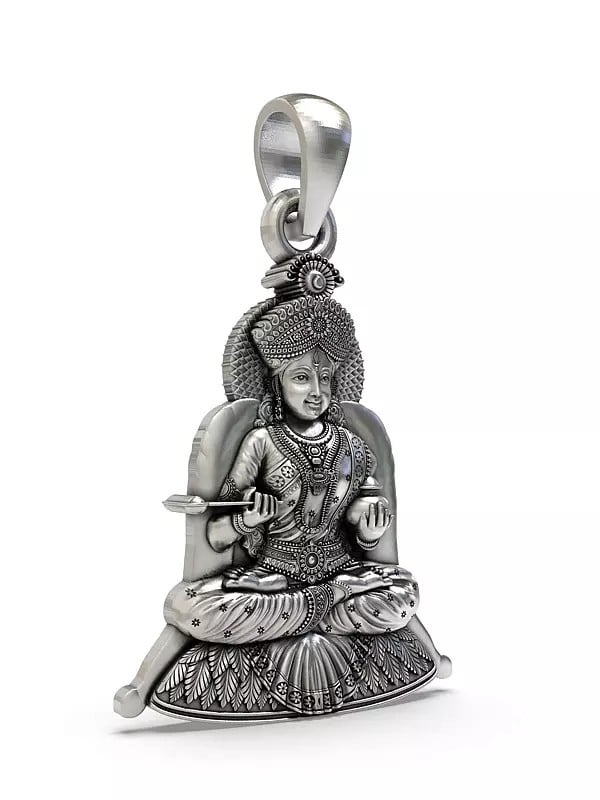 Exotic India Goddess Annapurna Sterling Silver Pendant