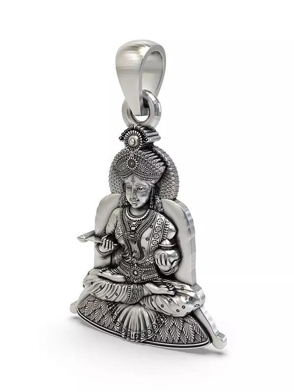 Exotic India Goddess Annapurna Sterling Silver Pendant