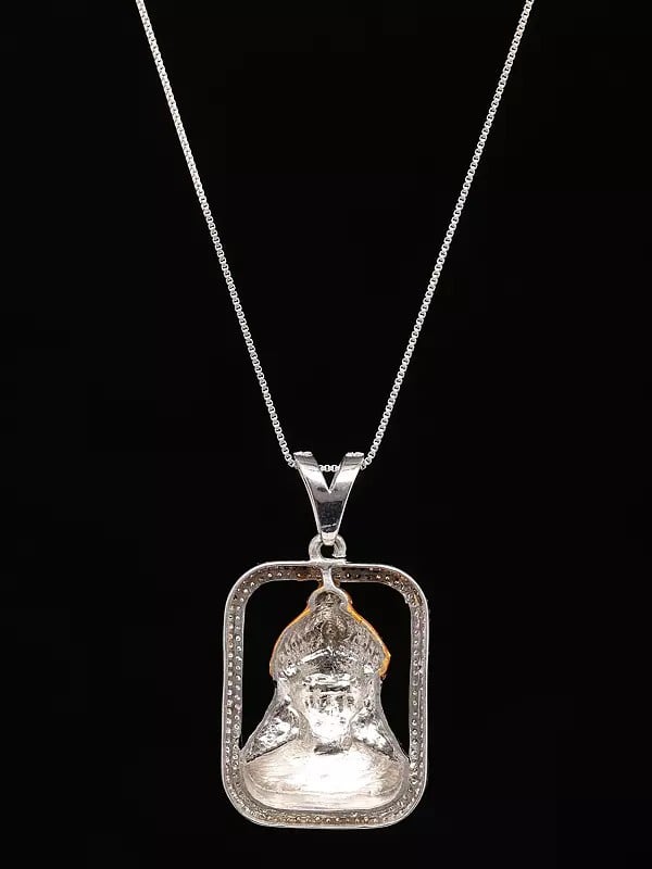 Exotic India Goddess Chehar Enamel Sterling Silver Pendant (Rare Goddess Of India) 