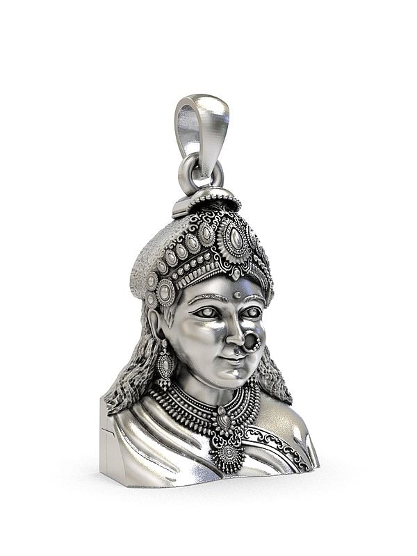 Exotic India Goddess Chehar Sterling Silver Pendant (Rare Goddess Of India)