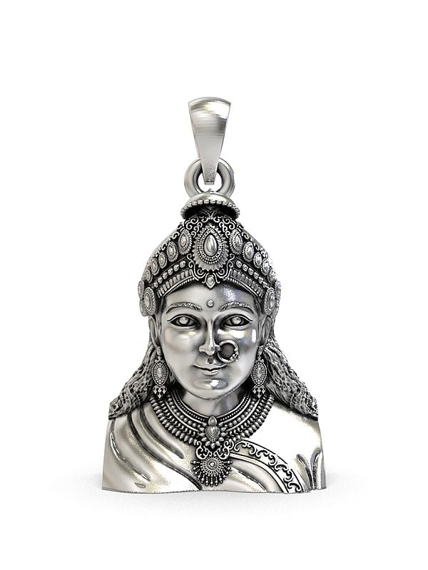 exotic india Goddess Chehar Sterling Silver Pendant (Rare Goddess of India) 