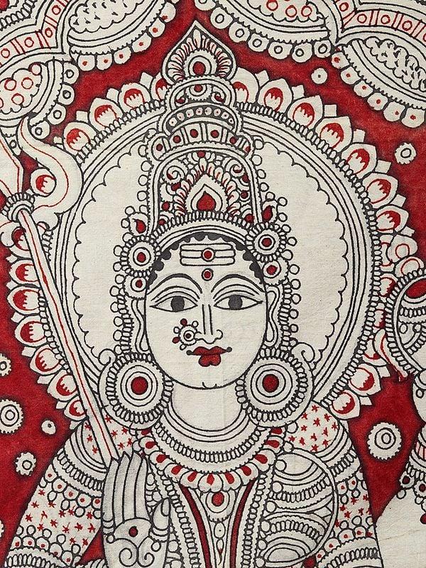 Exotic India Goddess Durga | Vintage Kalamkari Painting