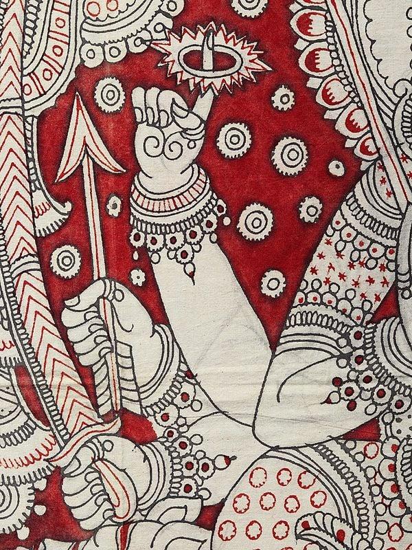 Exotic India Goddess Durga | Vintage Kalamkari Painting