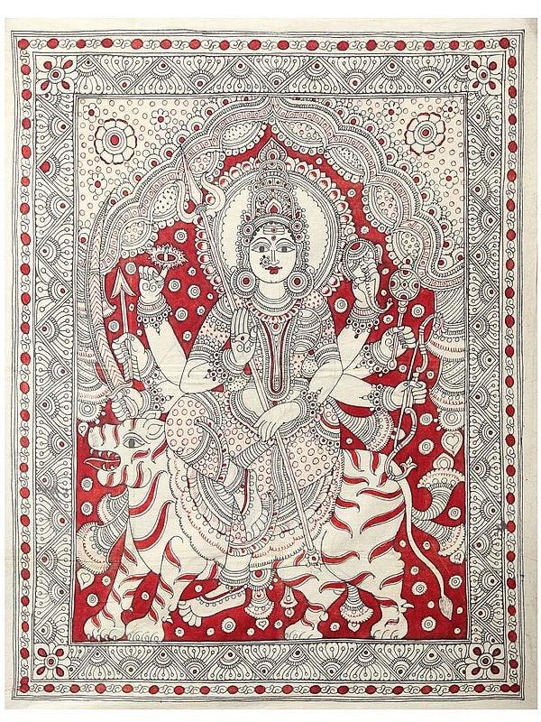 exotic india Goddess Durga | Vintage Kalamkari Painting 