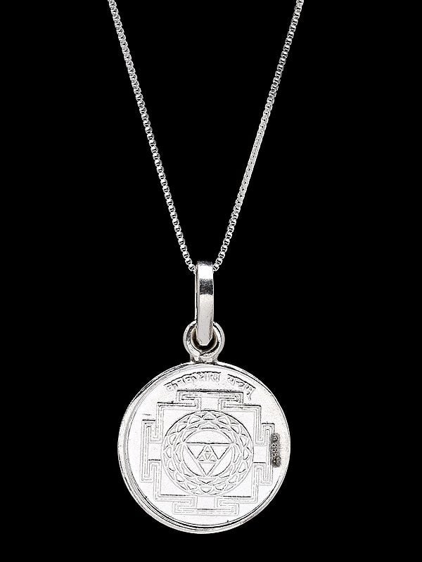 Exotic India Goddess Gajalakshmi Pendant With Kanakdhara Yantra On Reverse (Two Sided Pendant)