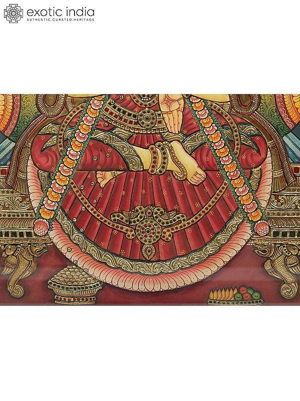 Exotic India Goddess Gajalakshmi Tanjore Painting | With Frame