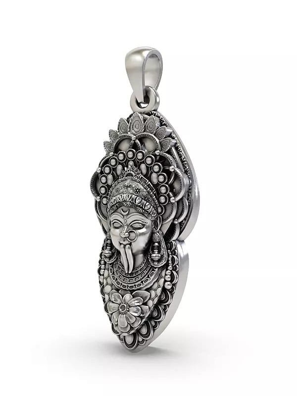 Exotic India Goddess Kali Face Sterling Silver Pendant 