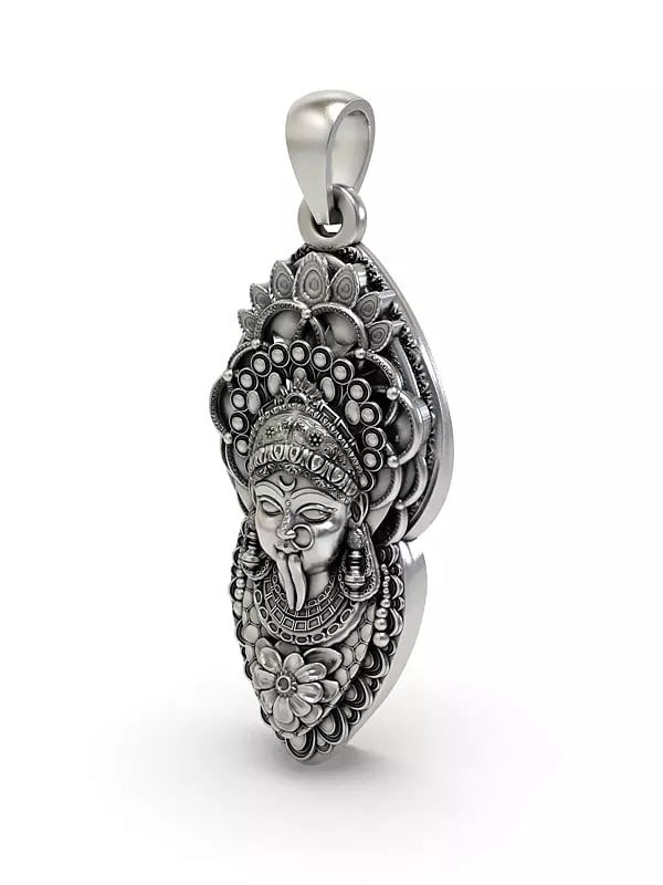 Exotic India Goddess Kali Face Sterling Silver Pendant 