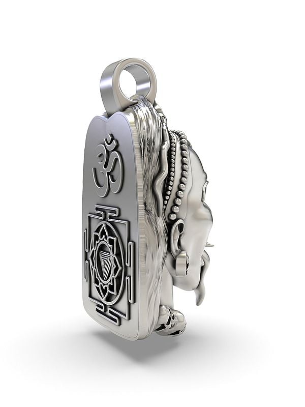 Exotic India Goddess Kali Face Sterling Silver Pendant