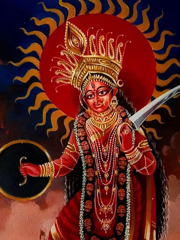 Exotic India Goddess Kali Standing On Shiva | Acrylic On Canvas | By Debasish Mazumder 