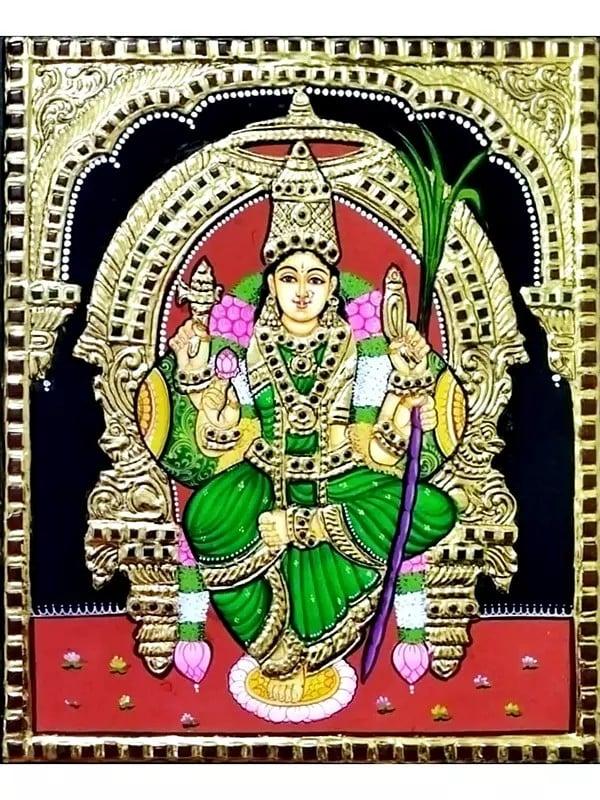 exotic india Goddess Kamakshi Amman Tanjore Painting | Traditional Colors with Gold Work 