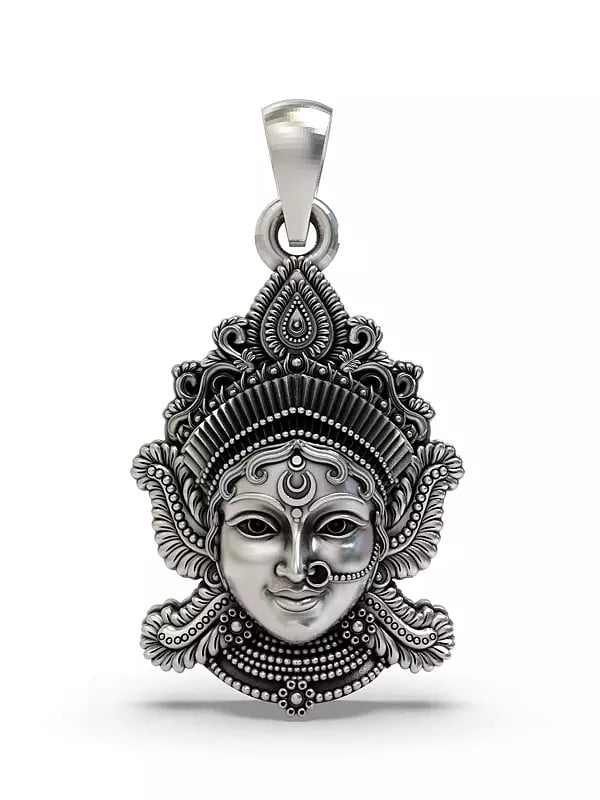 exotic india Goddess Lakshmi Face Sterling Silver Pendant