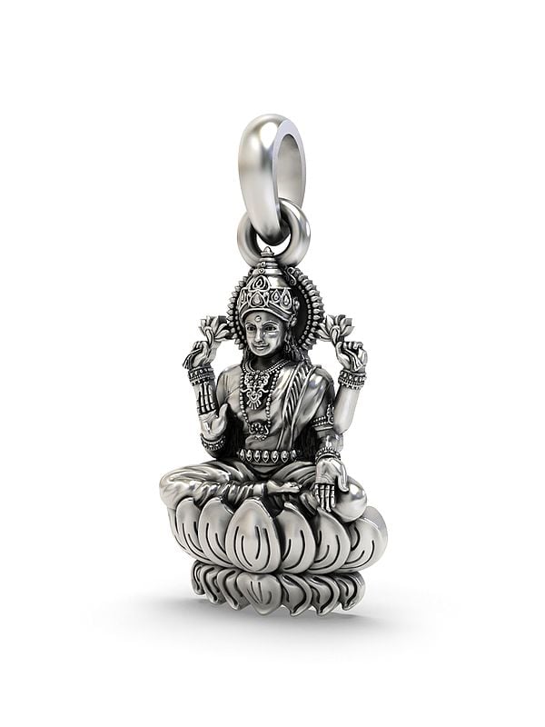 Exotic India Goddess Lakshmi Seated On Lotus Pendant 