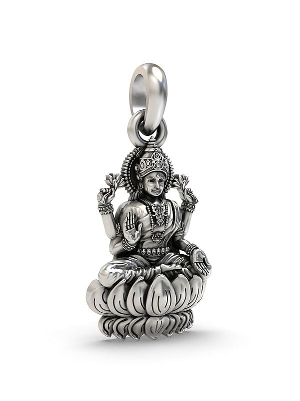 Exotic India Goddess Lakshmi Seated On Lotus Pendant 