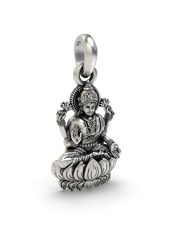 Exotic India Goddess Lakshmi Seated On Lotus Pendant 