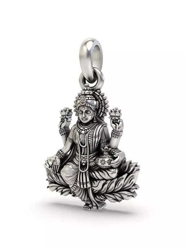 Exotic India Goddess Lakshmi Seated On Lotus Pendant 