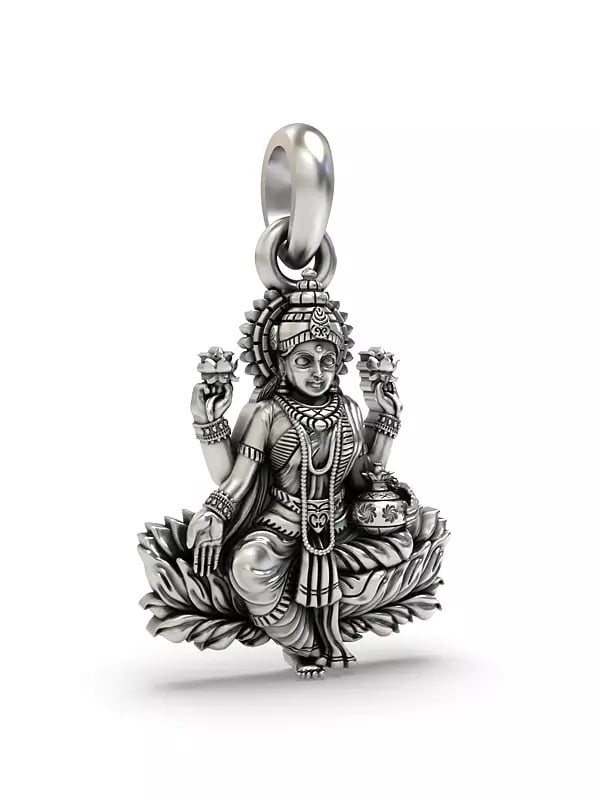 Exotic India Goddess Lakshmi Seated On Lotus Pendant 