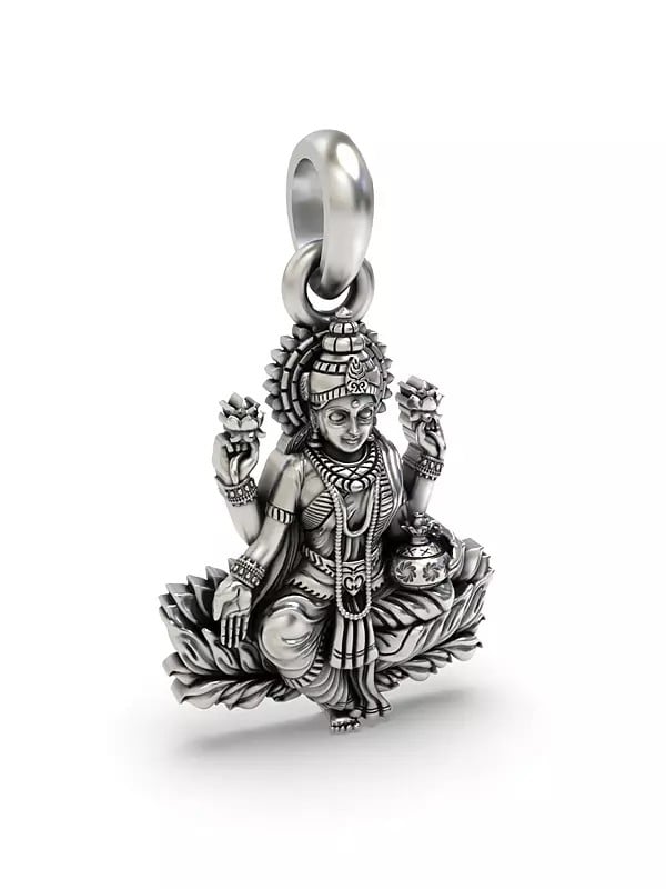 Exotic India Goddess Lakshmi Seated On Lotus Pendant 