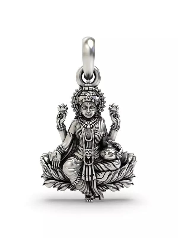 exotic india Goddess Lakshmi Seated on Lotus Pendant 