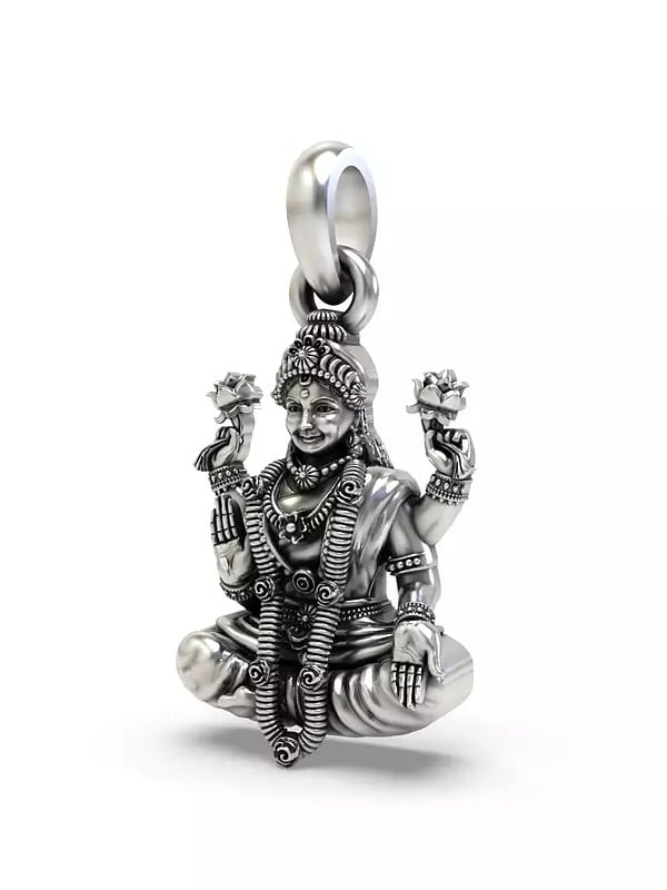 Exotic India Goddess Lakshmi Seated On Lotus Pendant