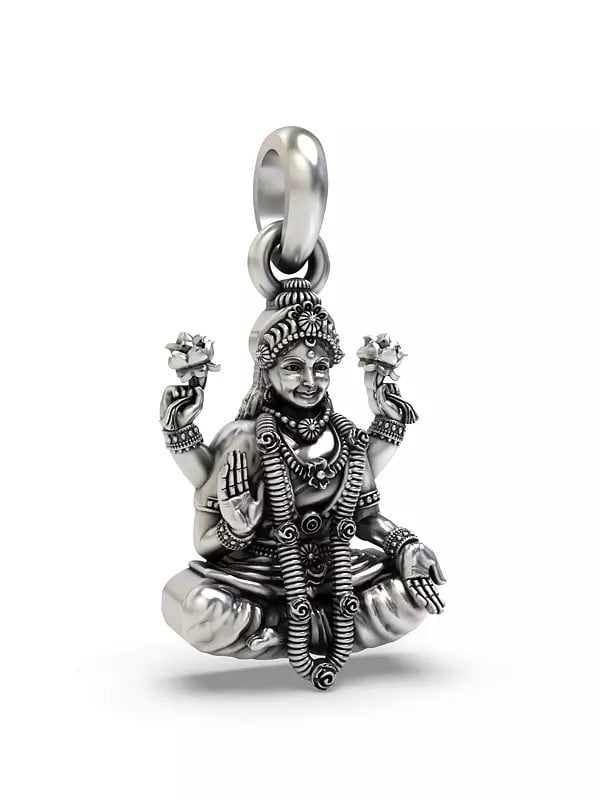 Exotic India Goddess Lakshmi Seated On Lotus Pendant