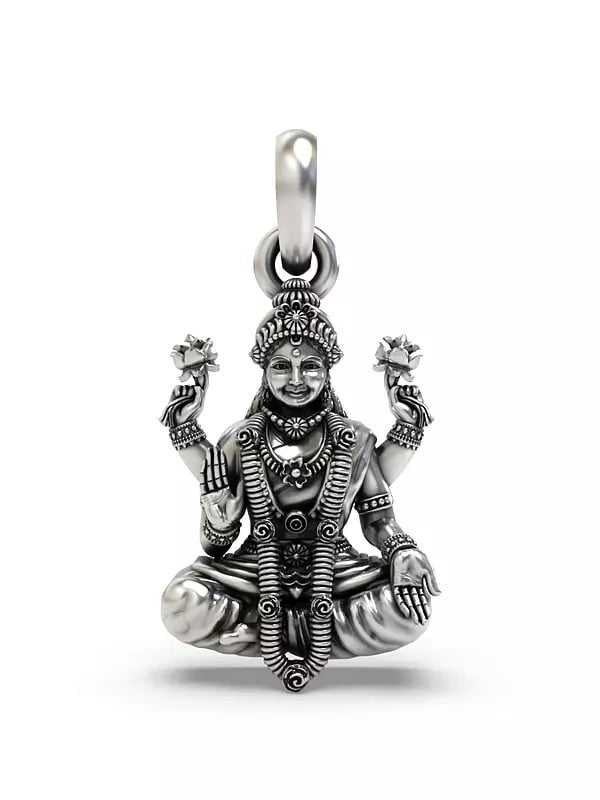 exotic india Goddess Lakshmi Seated on Lotus Pendant 