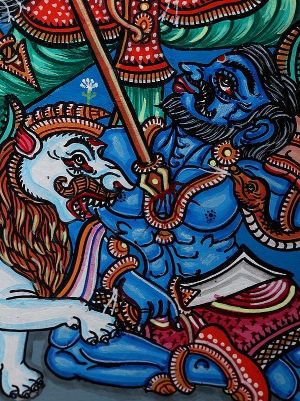 Exotic India Goddess Mahishasuramardini | Pattachitra Painting From Odisha 