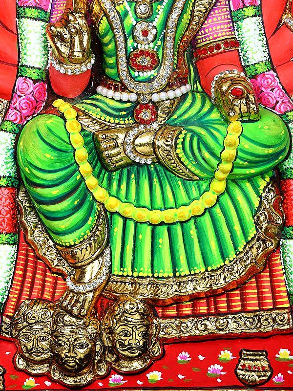 Exotic India Goddess Mariamman | 24 Karat Gold Work | Framed Tanjore Painting 