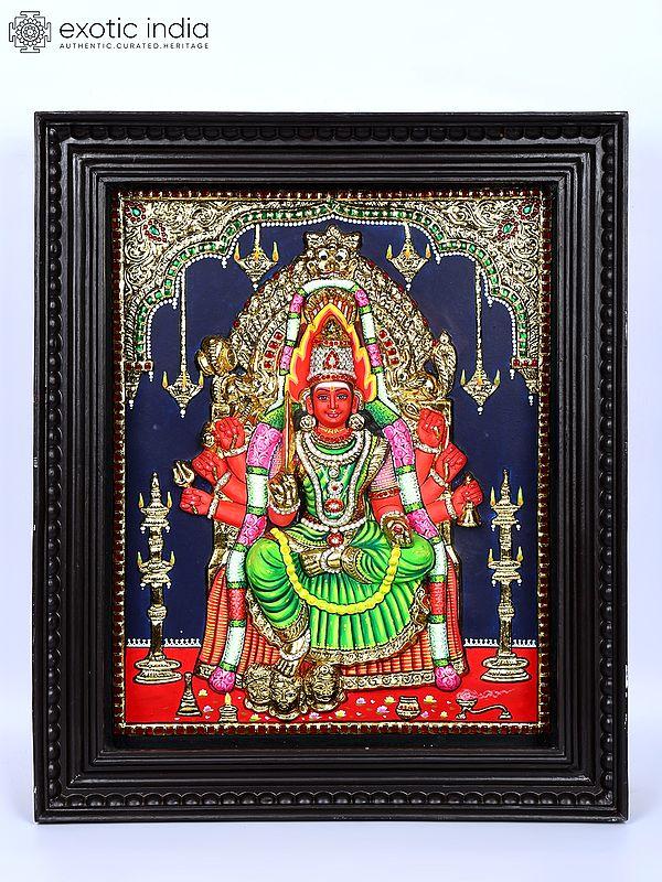 exotic india Goddess Mariamman | 24 Karat Gold Work | Framed Tanjore Painting 