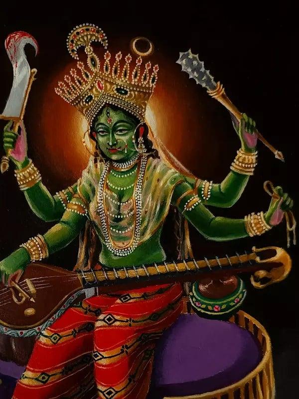 Exotic India Goddess Matangi (Ten Mahavidyas) | Acrylic On Canvas | By Debasish Mazumder 