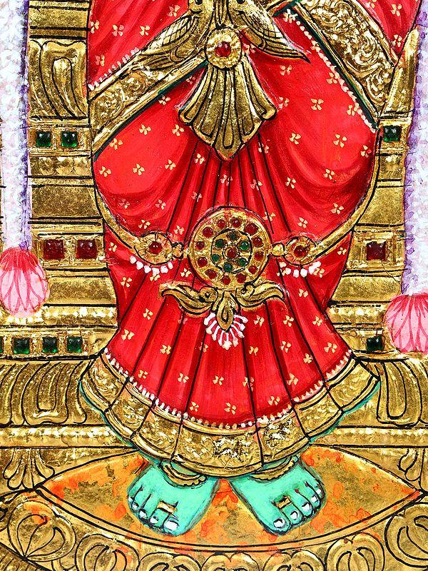 Exotic India Goddess Meenakshi | 24 Karat Gold Work | Framed Tanjore Painting 