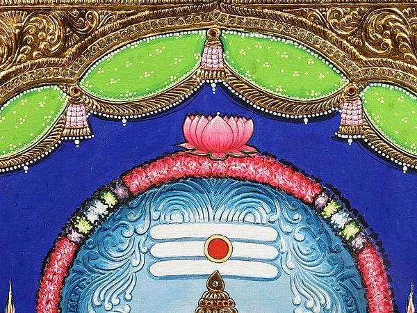 Exotic India Goddess Meenakshi Tanjore Painting | With Frame