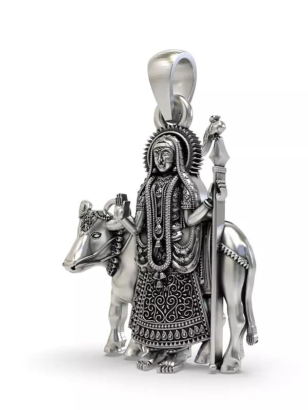 Exotic India Goddess Pithad Form Of The Hindu Goddess Durga Pendant (Rare Goddess Of India) 